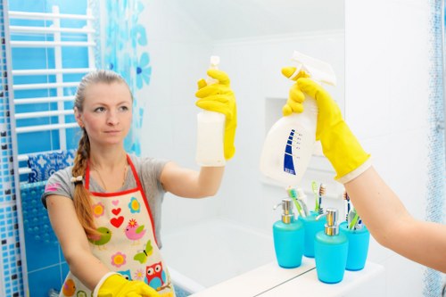 Professional carpet cleaning process in a living room
