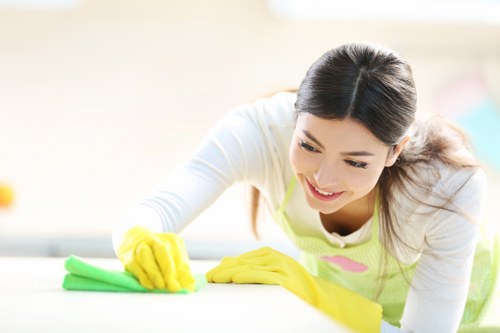 Cleaners removing renovation dust from an empty home